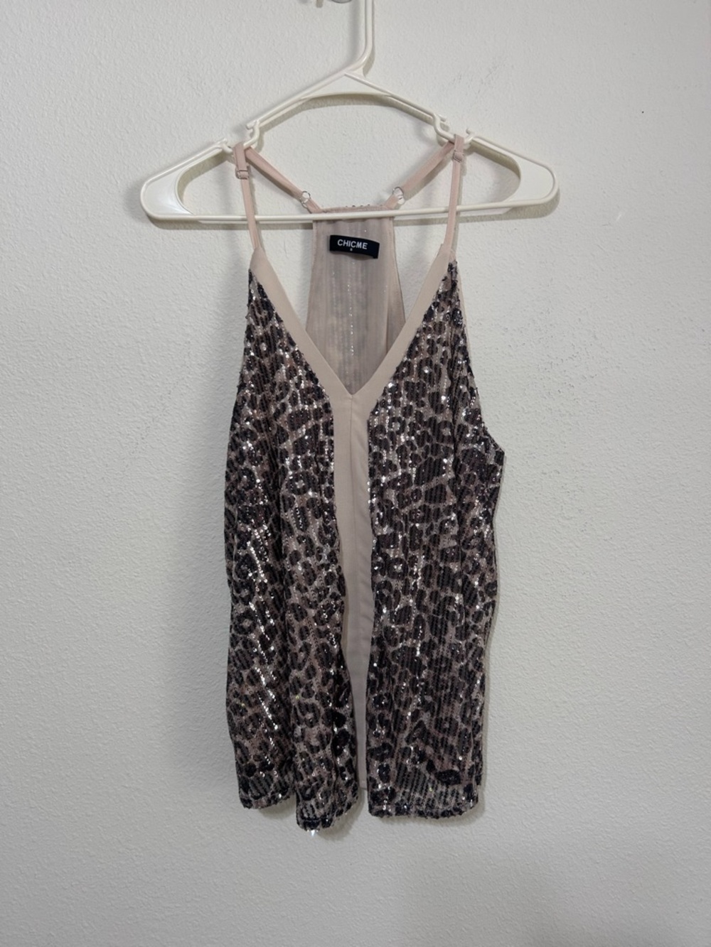 ChicMe Leopard Print Sequin Racerback Tank Top Small - Picture 4 of 9